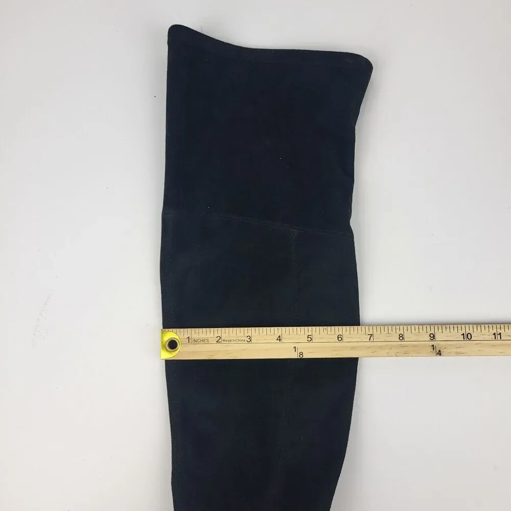 Marc Fisher Yaki Over The Knee Boots Black Vegan Suede Stretch Size 7M